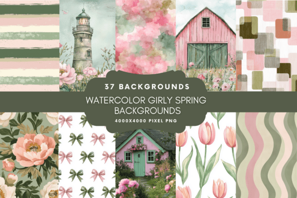 Elevate Your Spring Projects with Watercolor Girly Backgrounds