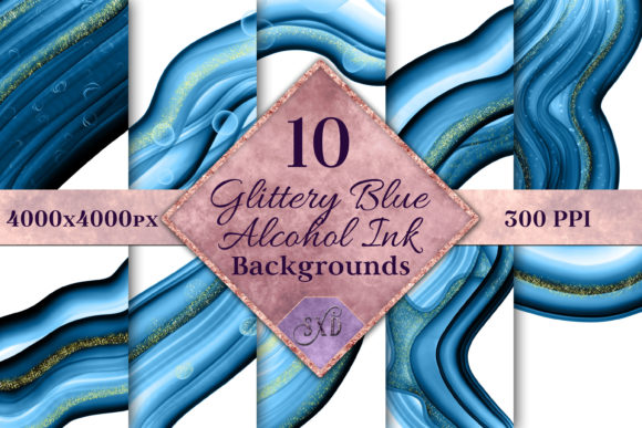 Glittery Blue Alcohol Ink Backgrounds: A Touch of Digital Luxury