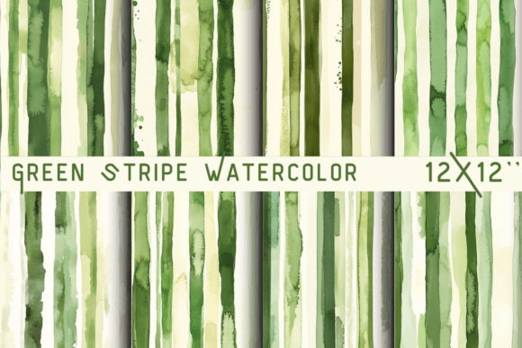 Green Stripe Watercolor Backgrounds: A Digital Scrapbook Essential
