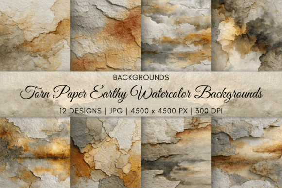 Grounding Your Design with Torn Paper Earthy Watercolor Backgrounds