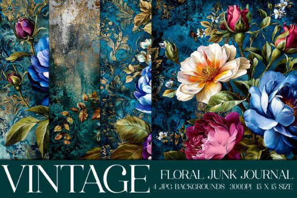 Junk Journal Floral Backgrounds, S25: A Vintage Collection