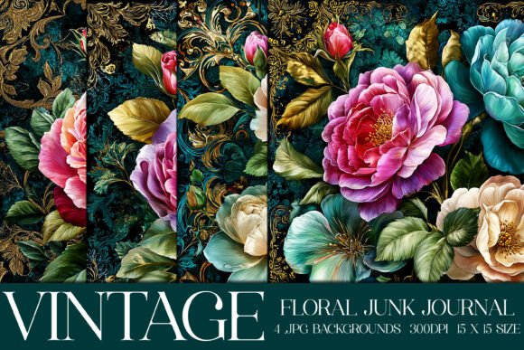 Junk Journal Floral Backgrounds S32: A Designer's Vintage Toolkit