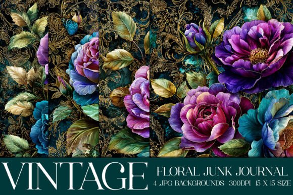 Luxury Floral Flowers Backgrounds, S41: Vintage Charm Meets Digital Versatility
