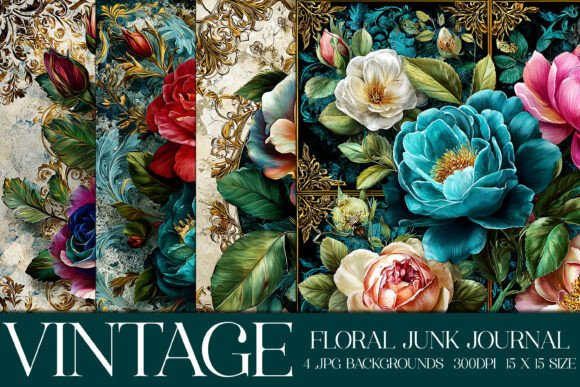 Luxury Floral Flowers Backgrounds, S42: A Vintage Patchwork Toolkit