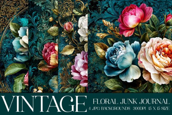 Luxury Floral Flowers Backgrounds, S9: Vintage Elegance for Modern Projects
