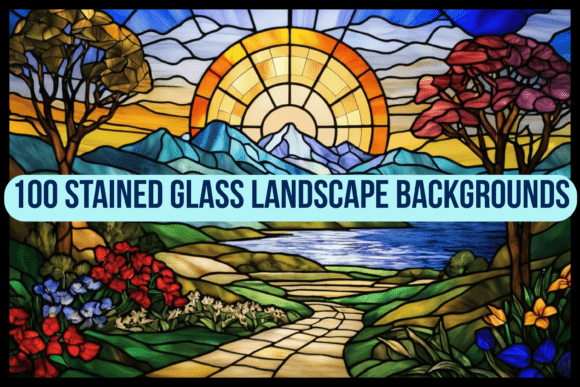 Radiant Scenery: 100 Stained Glass Landscape Backgrounds