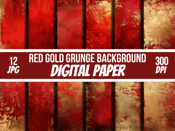 Red & Gold Grunge Backgrounds: Crafting with Edge and Elegance