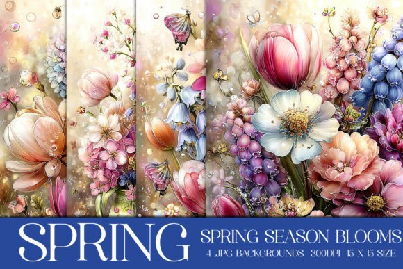 Spring Season Blooms Backgrounds, S11: Fresh Design Assets
