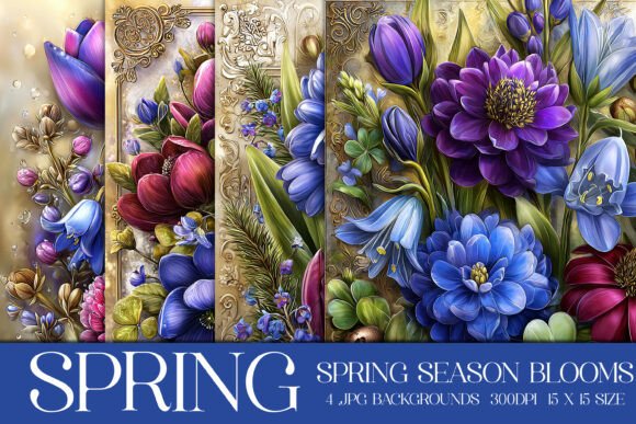Spring Season Blooms Backgrounds, S12: Elevate Your Digital and Print Creations