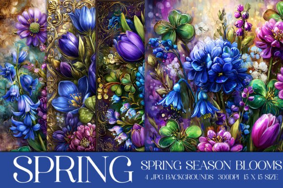 Spring Season Blooms Backgrounds, S6: A Designer’s Floral Toolkit