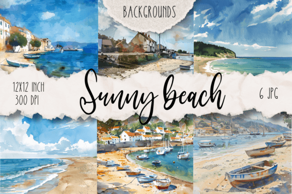 Sunny Beach Watercolor Backgrounds: Your Creative Toolkit