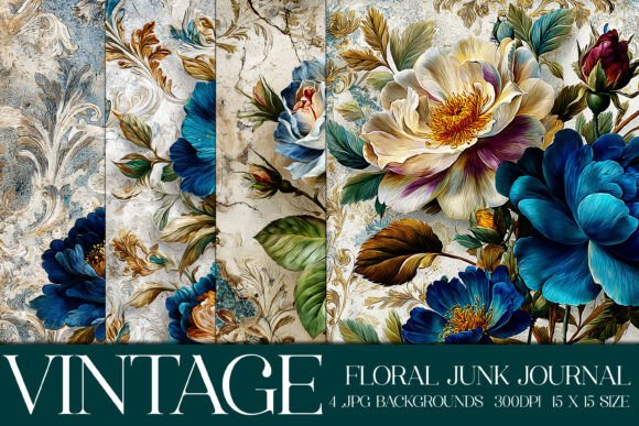 Unveiling Junk Journal Floral Backgrounds, S27: A Vintage Patchwork Collection