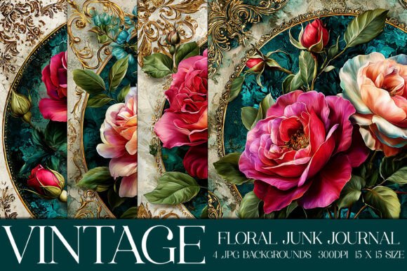Unveiling Vintage Charm: Junk Journal Floral Backgrounds, S31